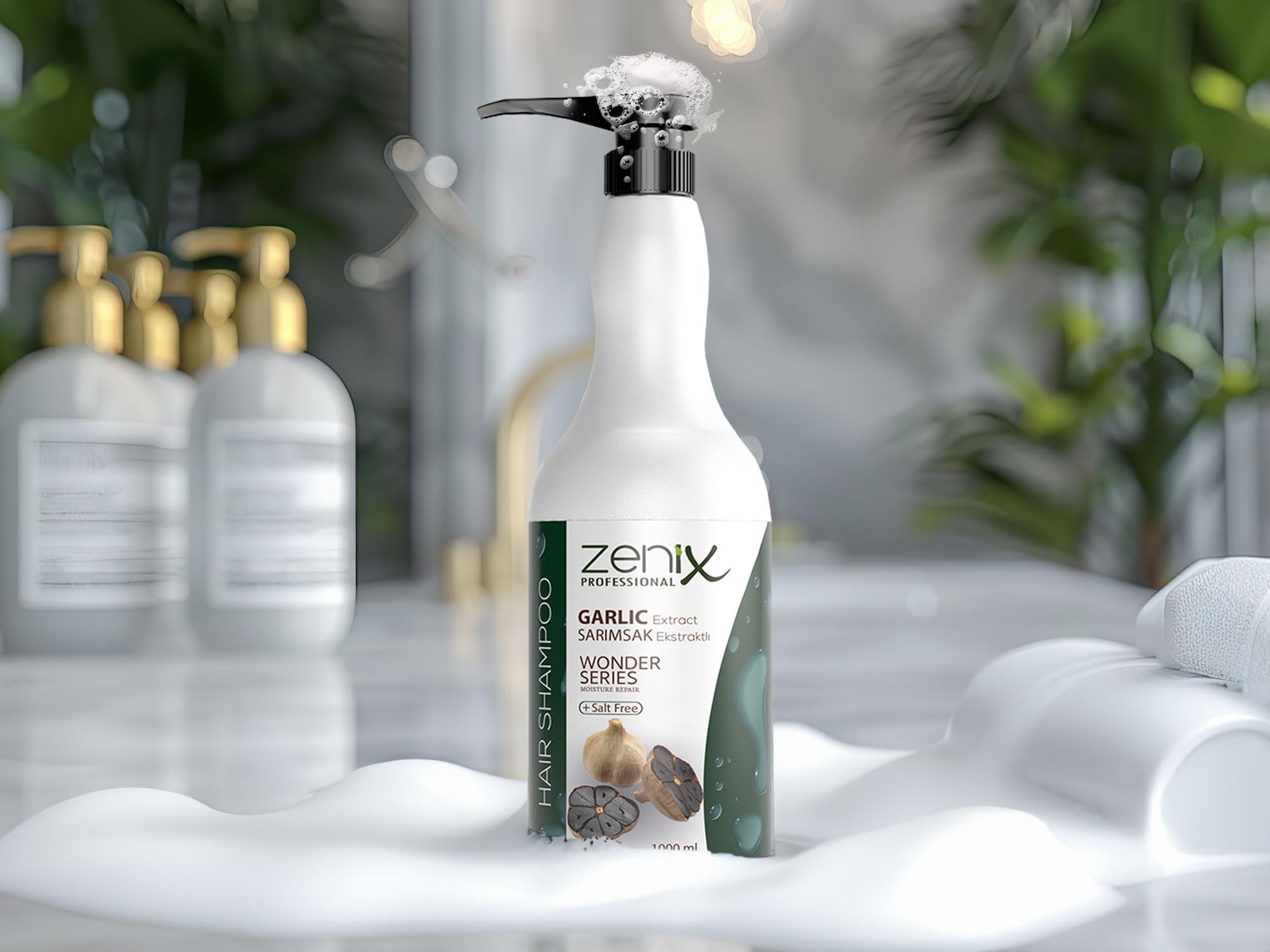 Zenix Hair Care Shampoo with Black Garlic Extract, 1000 ml